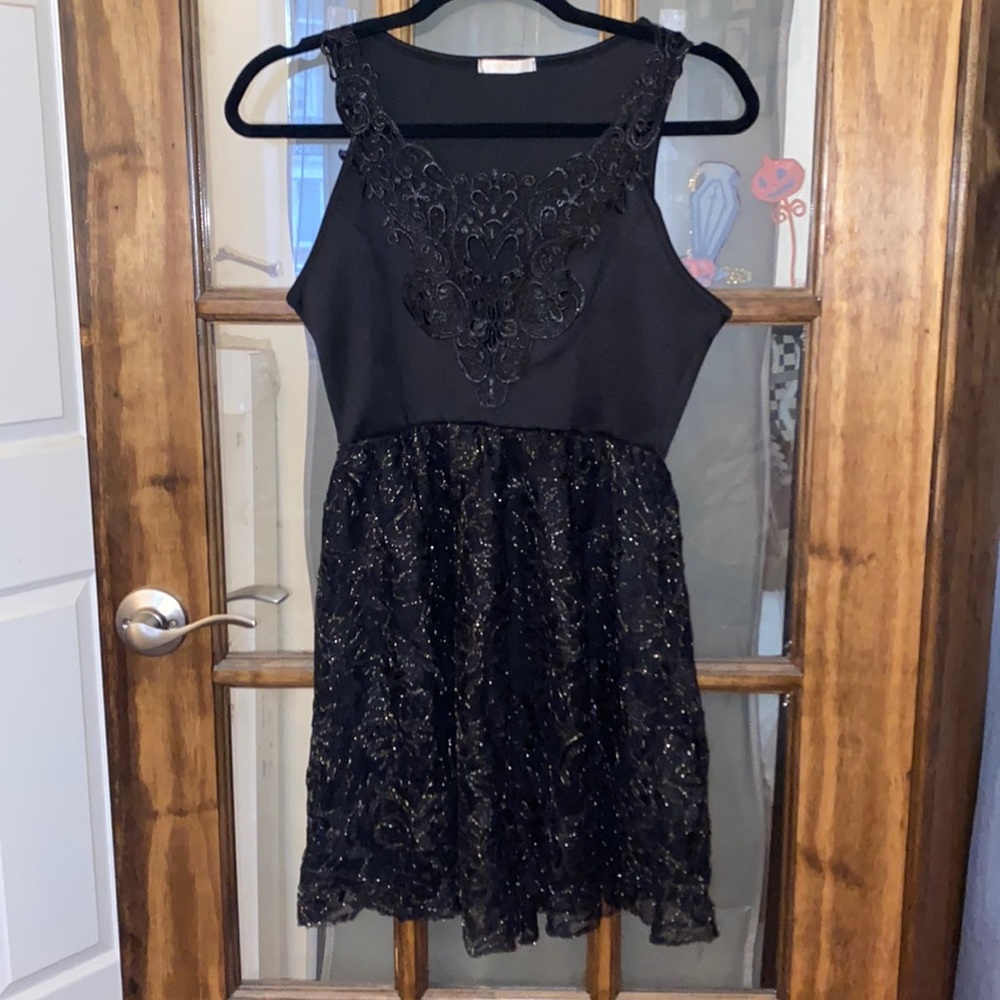 Black dress with silver lined tulle